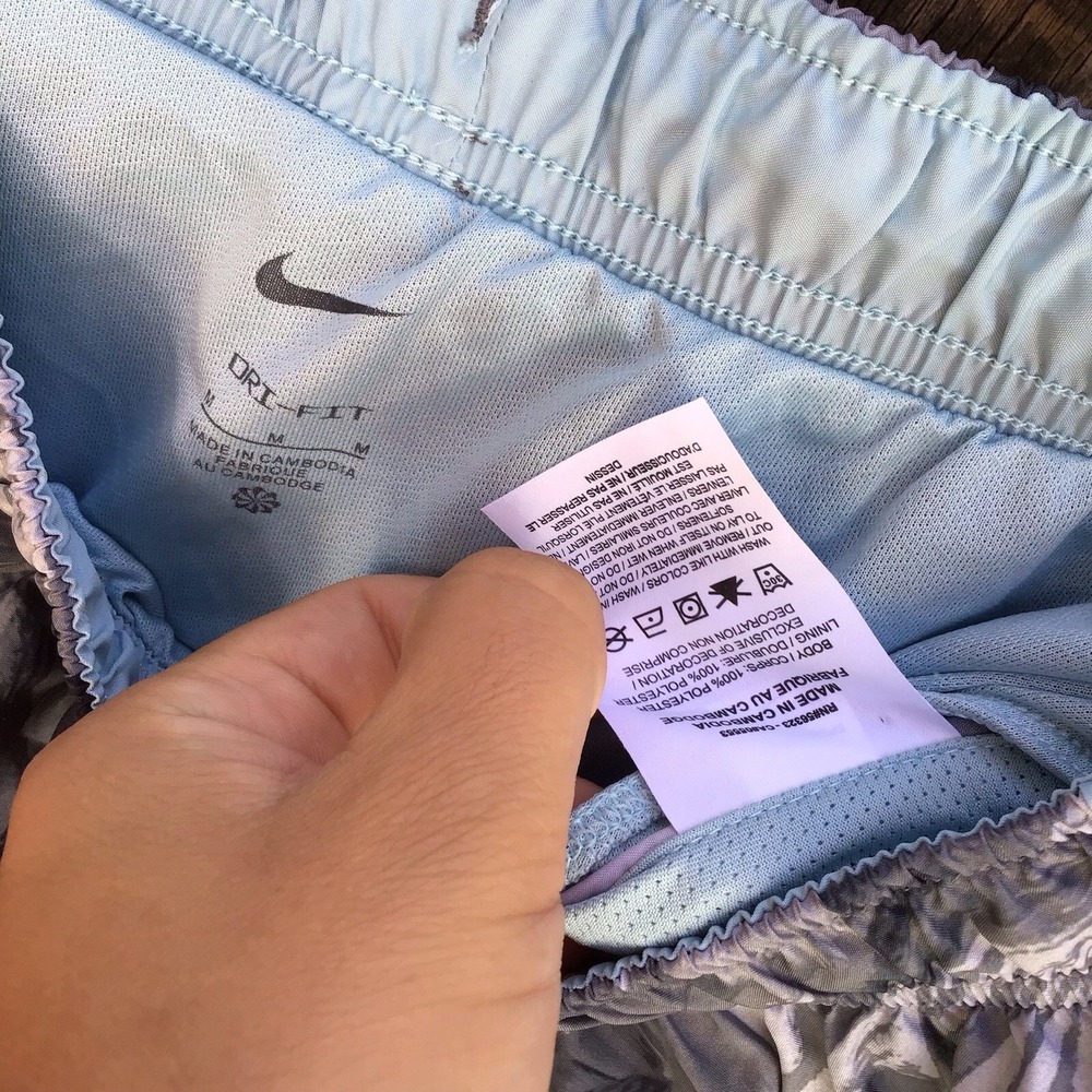 Nike Tempo Dri-Fit Floral Running Blue Athletic Gym Yoga Shorts Womens Medium - Picture 5 of 7